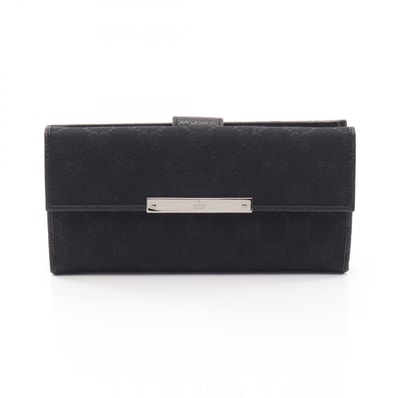 グッチ GUCCI GGキャンバス Wホック財布 財布 レザー レディース ブラック系 112715 【中古】