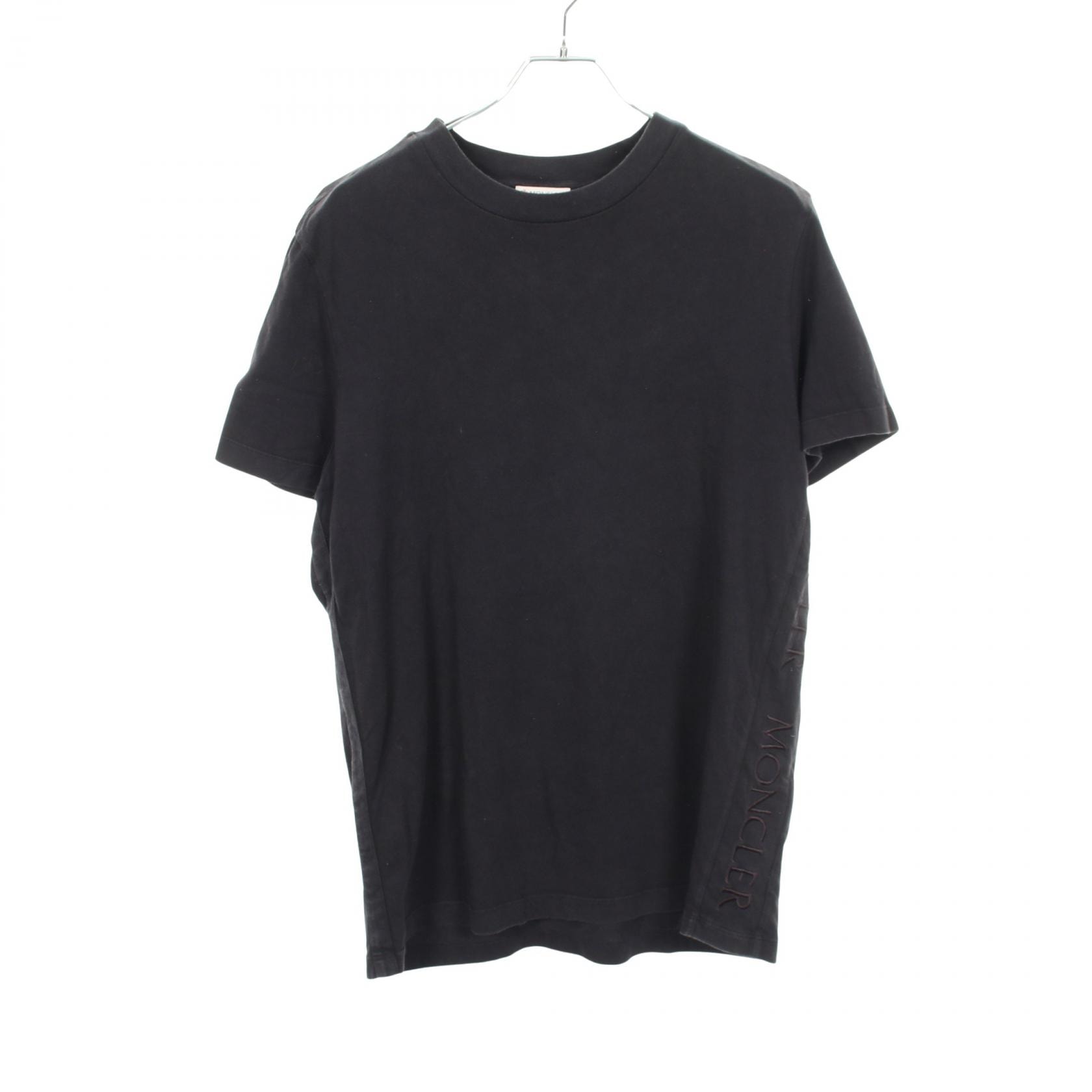 モンクレール MONCLER ロゴ刺繍 半袖Tシャツ 衣料品 トップス コットン メンズ ブラック系 8C72010 【中古】