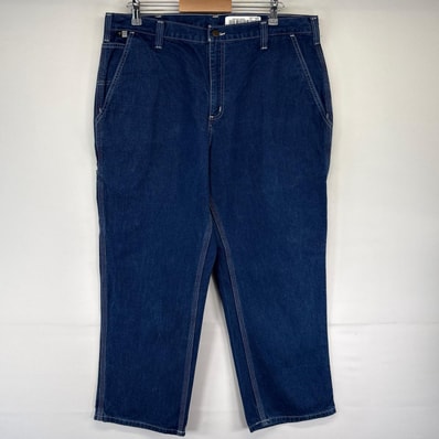 古着 カーハート Carhartt デニム パンツ ペインターパンツ ワンポイント ワーク 大きいサイズ W38L28 ブルー系 メンズ