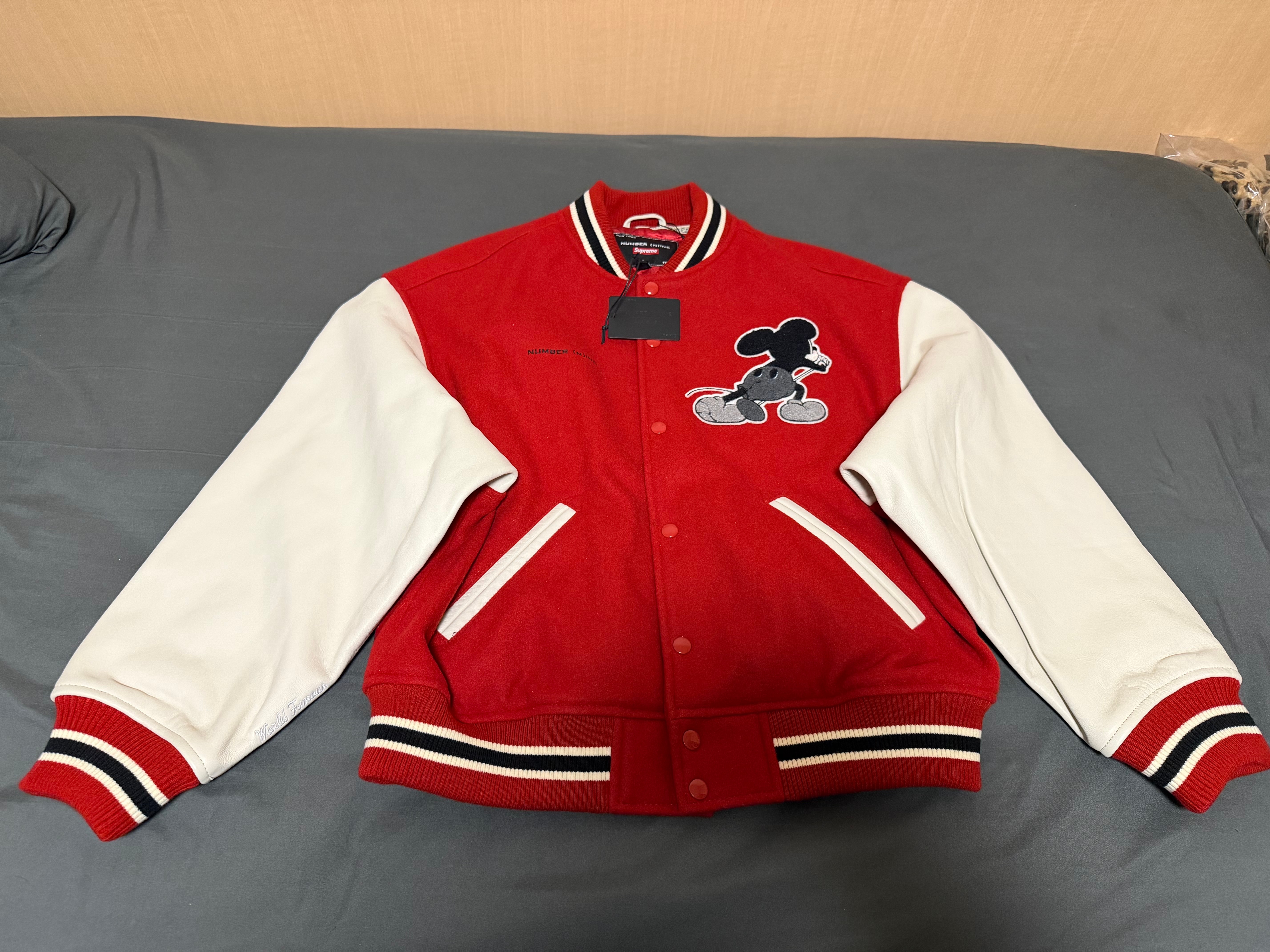 Supreme x Number (N)ine x Mickey Mouse Varsity Jacket "Red"
