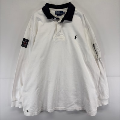 古着 ポロバイラルフローレン Polo by Ralph Lauren 長袖シャツ ラガーシャツ ワンポイント ハーフジップ 2XL ホワイト メンズ