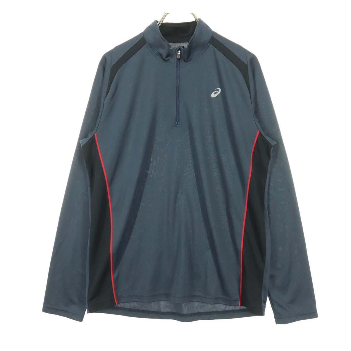 asics アシックス ワンポイントロゴ 長袖 ハーフジップ トラックジャケット L グレー系 ジャージ