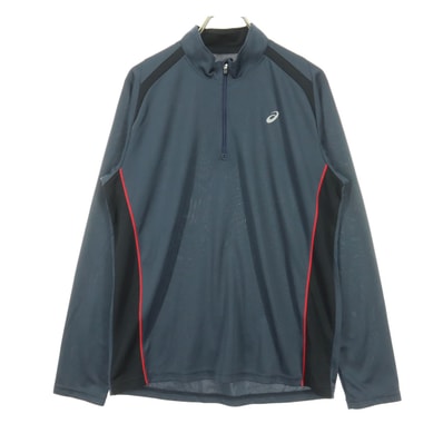 asics アシックス ワンポイントロゴ 長袖 ハーフジップ トラックジャケット L グレー系 ジャージ