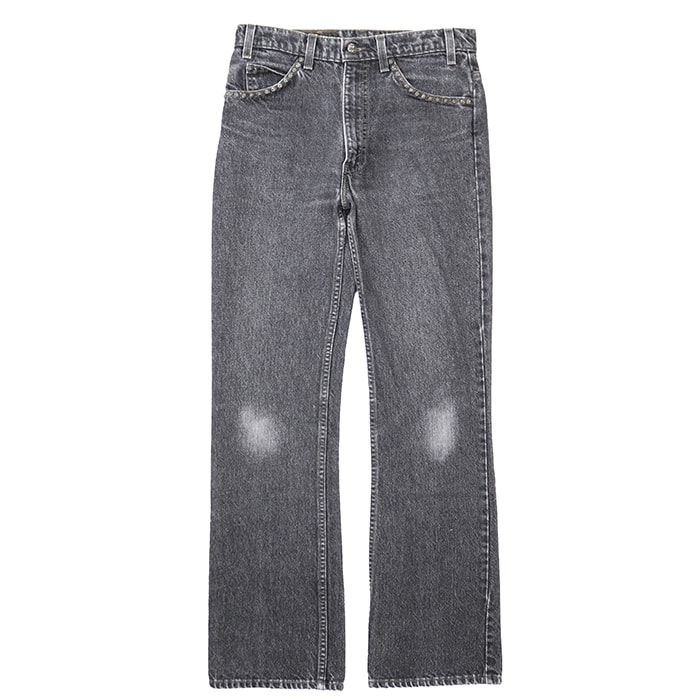 【美品】CHROME HEARTS x Levis 517 クロムハーツ デニムジーンズ サイズ W33 × L32 メンズ レザークロスパッチ 5P ジップフライ パンツ ボトムス フェードブラック 黒 アメリカ製