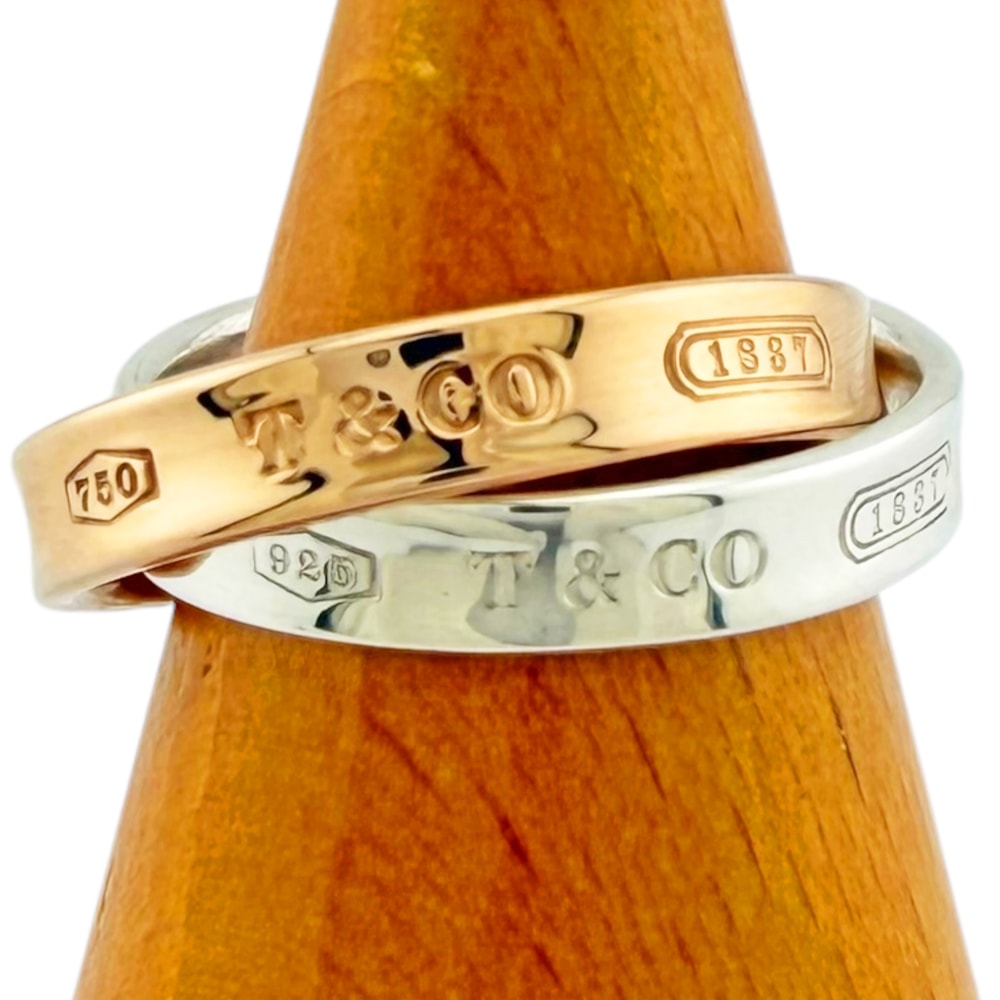 ティファニー 1837インターロッキング リング 指輪 9号 18金 K18ピンクゴールド レディース TIFFANY&Co.  中古