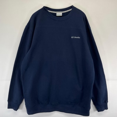 古着 コロンビア Columbia スウェット プルオーバー ワンポイントロゴ ロゴ刺繍 大きいサイズ XL ネイビー系 メンズ