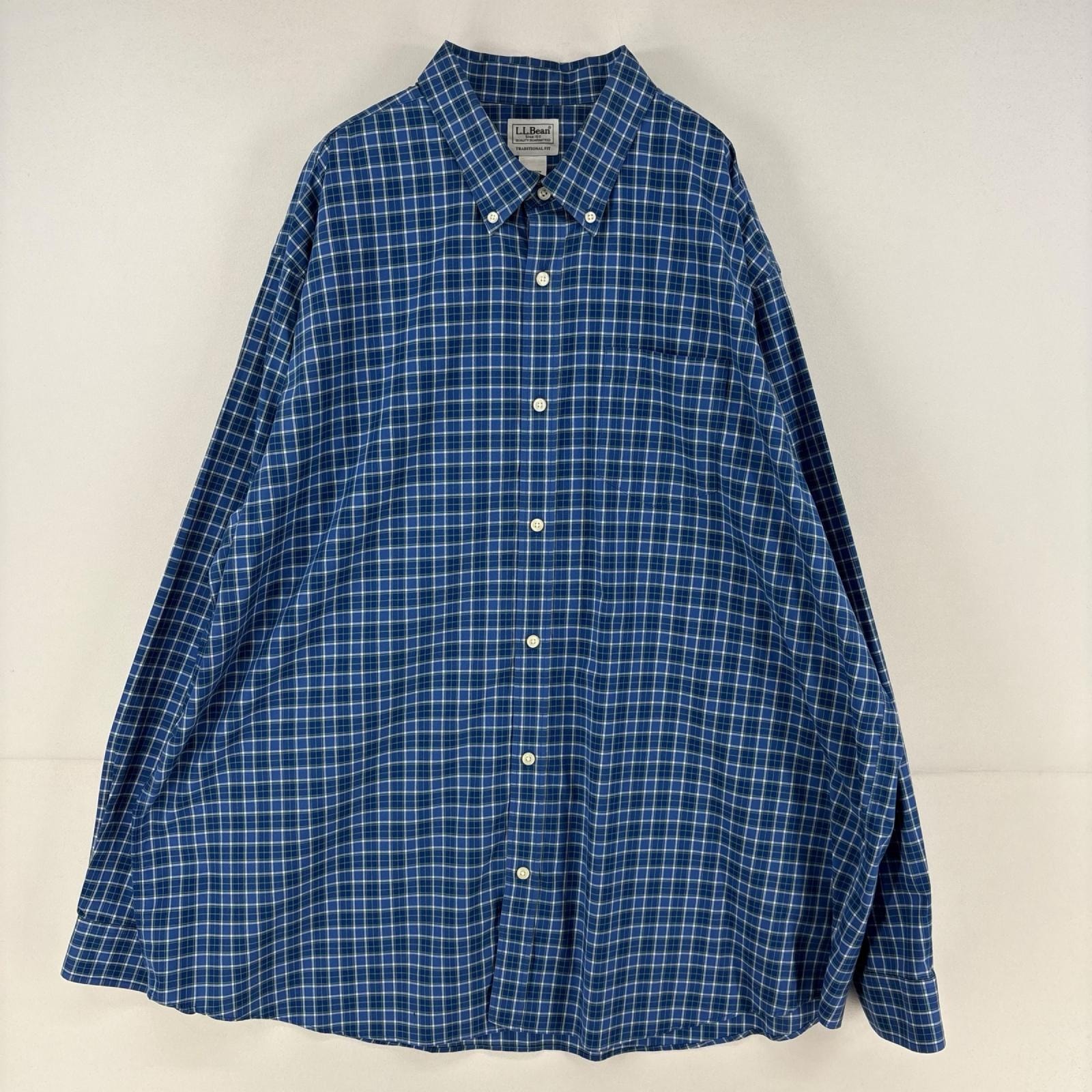 古着 エルエルビーン L.L.Bean 長袖シャツ 胸ポケット チェック 大きいサイズ 2XL ブルー系 チェック メンズ