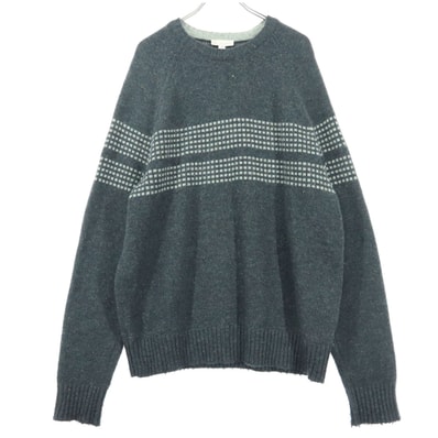 GAP ギャップ 柄 長袖 クルーネック セーター M グレー