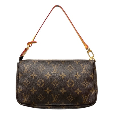 LOUIS VUITTON 美品 ルイヴィトン ポシェット アクセソワール モノグラム ショルダーバッグ M51980 PVC ヌメ革 レザー VI0071 ブラウン ハンドバッグ ミニ ヴィンテージ LV ヴィトン ABランク 中古 鑑定済 ヴィトンバッグ