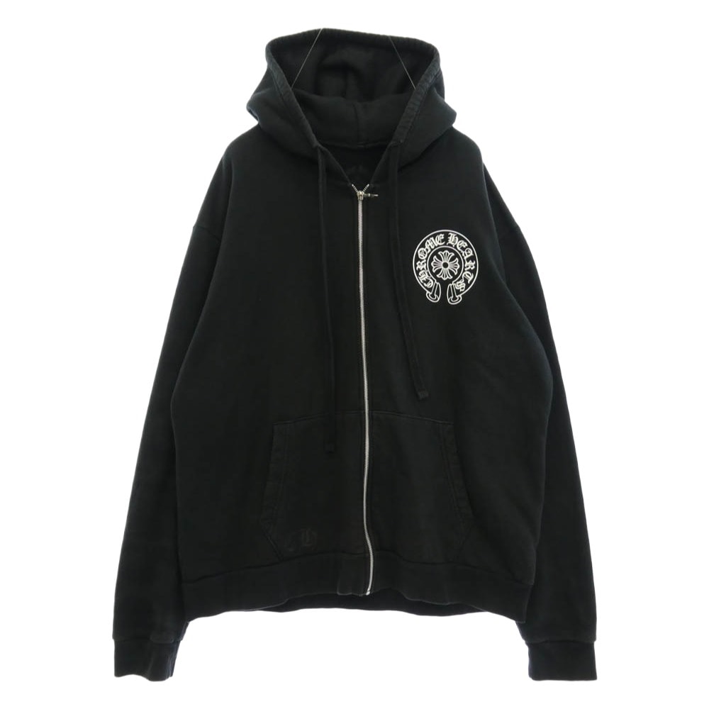 CHROME HEARTS クロムハーツ(原本無) SWTSHRT HD ZIP OSAKA 大阪限定 ホースシュープリント ダガー ジップ パーカー フーディー ブラック系 L【中古】