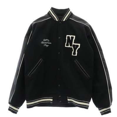 Supreme シュプリーム ブルゾン 03AW USA製 紙タグ Special Teams Player Varsity Jacket スペシャル チーム プレイヤー バーシティ ジャケット ブルゾン ブラック系 M【中古】