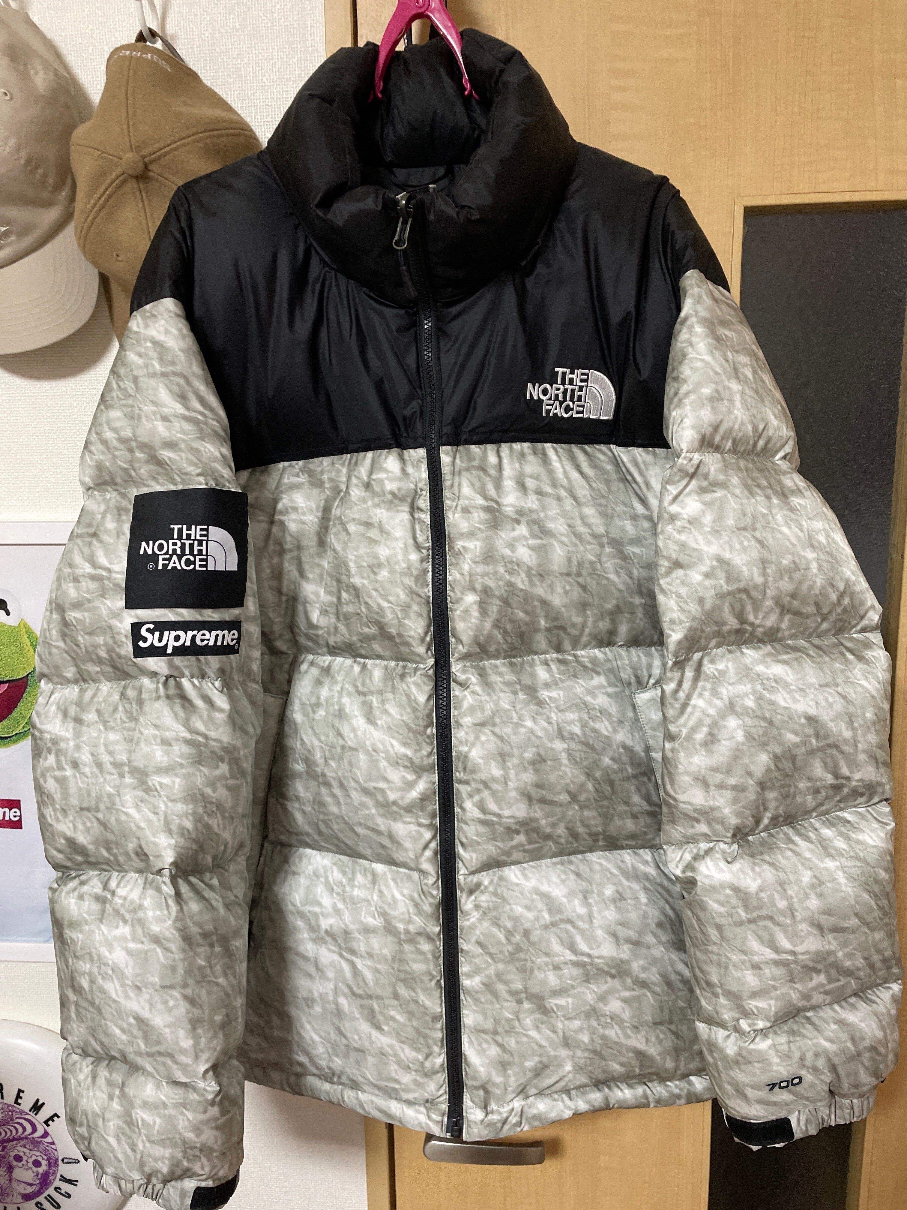 Supreme x The North Face Nuptse Jacket "White Paper Print"