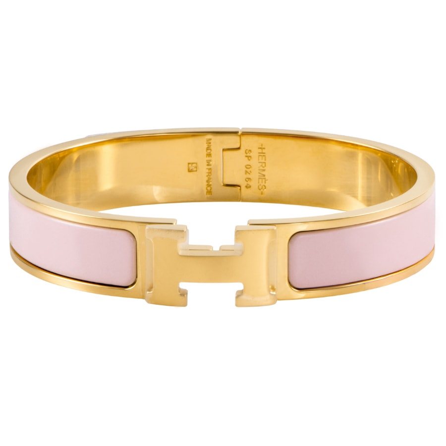 HERMES エルメス クリックH エナメル ブレスレット 700001F 1ZPM バングル メタル エナメル ゴールド ピンク【中古】
