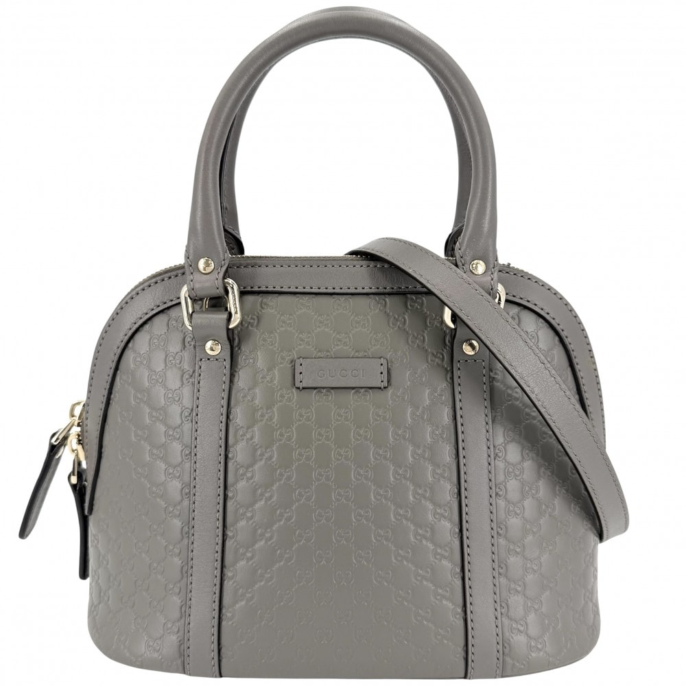 GUCCI グッチ 2WAY マイクログッチシマ ハンドバッグ ショルダーバッグ 肩掛け 斜め掛け 449654    グレー ゴールド金具 レディース【中古品】