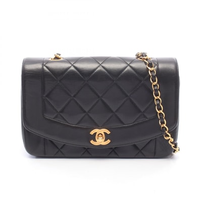 シャネル CHANEL マトラッセ ダイアナフラップ ショルダーバッグ バッグ ラムスキン(羊革) レディース ブラック系 A01164 【中古】