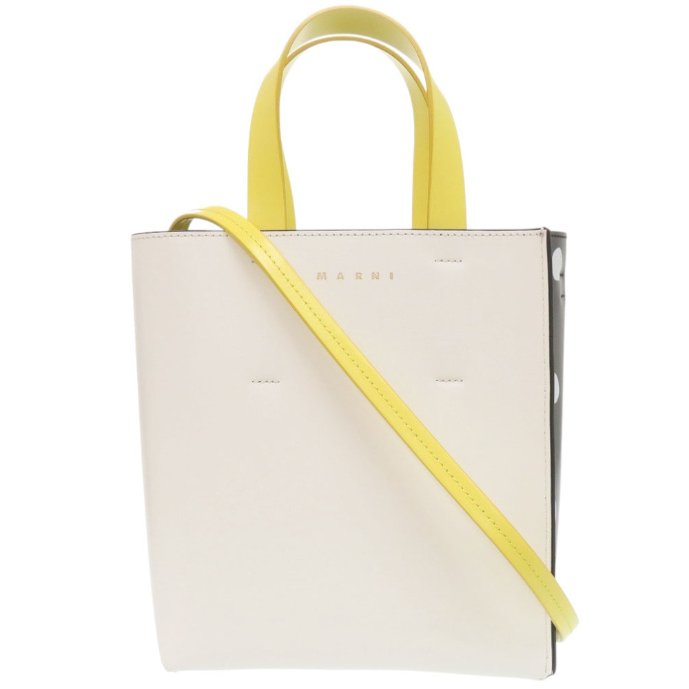 マルニ ミュゼオ 2WAY レザー ホワイト ブラック ト