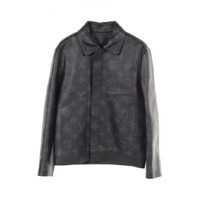 ルイ・ヴィトン LOUIS VUITTON モノグラムシャドウ 革ジャン 衣料品 アウター カーフレザー グレー メンズ ブラック系 / グレー系 【中古】