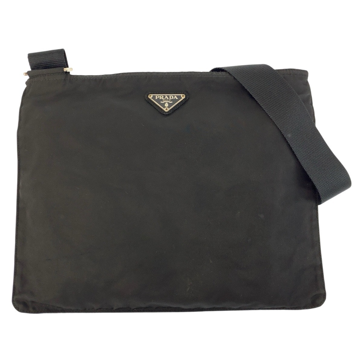 PRADA プラダ テスート 三角ロゴプレート ブラック 黒 シルバー金具 ナイロン ショルダーバッグ ポシェット 601673 【中古】