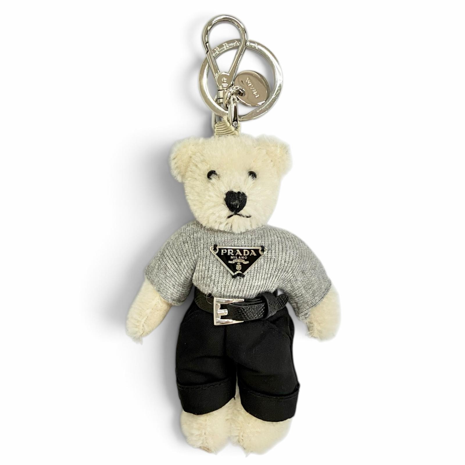 美品 プラダ メタルリング付 Teddy キーチェーン チャーム 2TO051