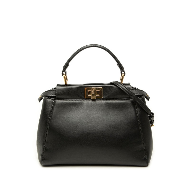 フェンディ ピーカブー ミニ ハンドバッグ ショルダーバッグ 2WAY 8BN244 ブラック レザー レディース FENDI 中古