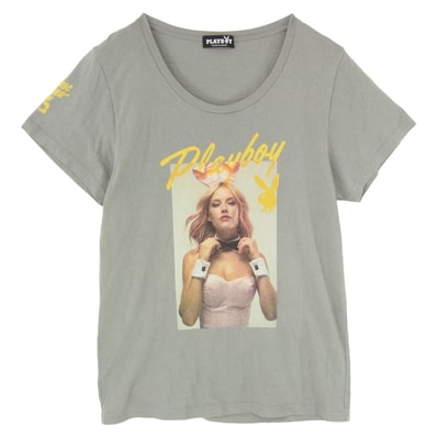 HYSTERIC GLAMOUR ヒステリックグラマー PLAYBOY プレイボーイ 11181CT03 バニーガール プリント Tシャツ 半袖 カットソー グレー系 FREE【中古】
