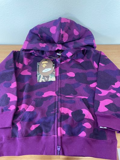 BAPE カラーカモ KIDSフルジップパーカー 110cm 紫迷彩 パープル