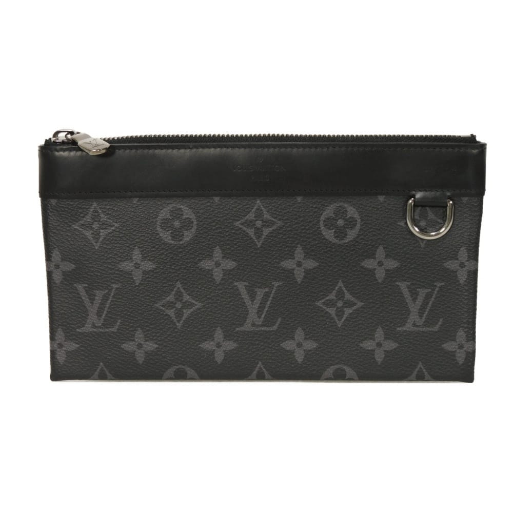 LOUIS VUITTON ルイ・ヴィトン ポシェット ディスカバリー PM LVロゴ フラワー ロゴエンボス Dリング ブラック ミニクラッチバッグ カードケース モノグラム エクリプス ノワール ポーチ M44323