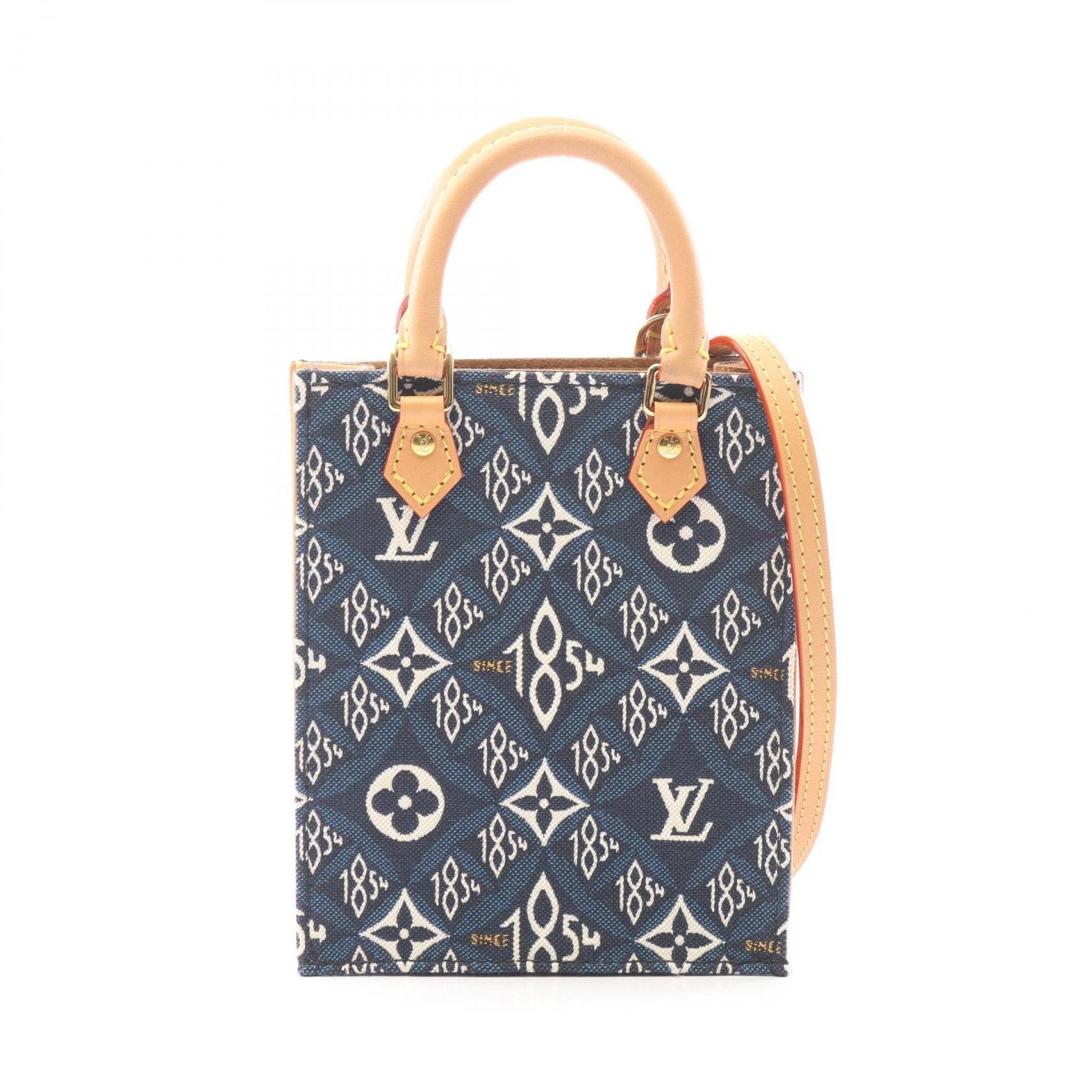 ルイ・ヴィトン LOUIS VUITTON プティット サックプラ Since 1854 2WAY ハンドバッグ バッグ キャンバス レザー モノグラム・ジャガード レディース ネイビー系 / ホワイト系 / ブラウン系 M80288 【中古】