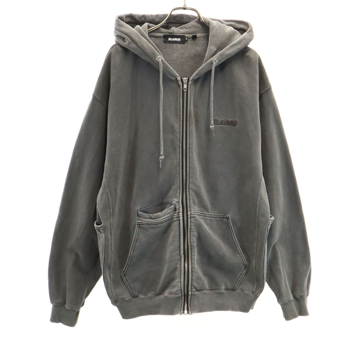 XLARGE エクストララージ 長袖 ピグメントダイ スウェット ジップパーカー M グレー