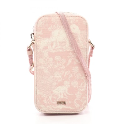 ディオール Dior フォンホルダー トワル ドゥ ジュイ ショルダーバッグ バッグ キャンバス レザー レディース ピンク系 / ホワイト系 【中古】