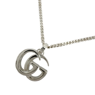 GUCCI グッチ ネックレス ダブルG GG ペンダント Ag925 アジャスター付き アクセサリー シルバー925 シルバー メンズ 約12.4g【中古品】