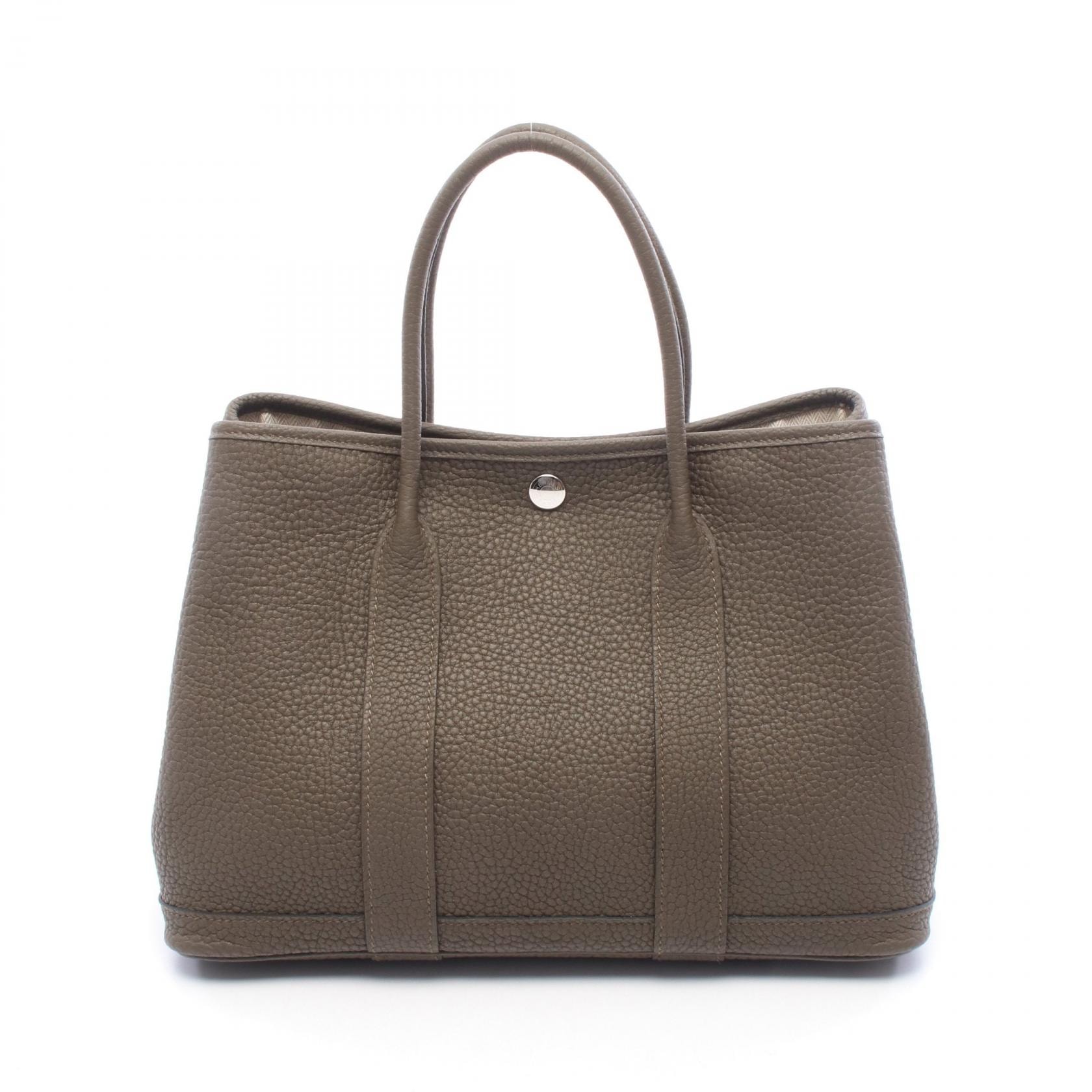 エルメス HERMES ガーデンパーティTPM ヴェールロデン トートバッグ バッグ レザー ネゴンダ レディース グレー系 【中古】