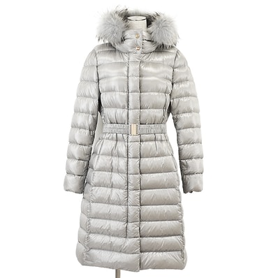 美品 ヘルノ コート フード取外可 2WAY ダウンジャケット レディース グレージュ 46 Herno