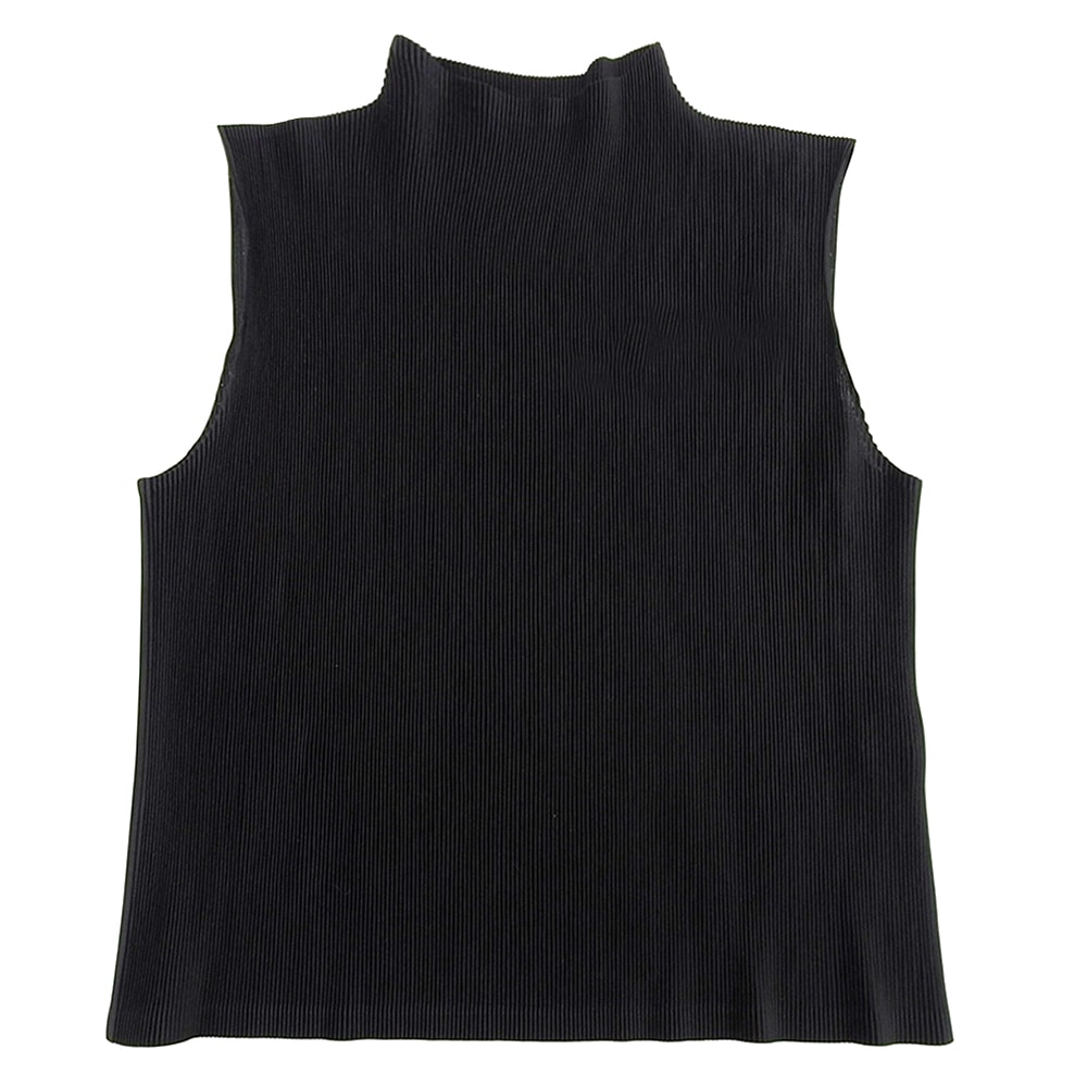 プリーツプリーズ 美品 プリーツ ノースリーブ カットソー トップス レディース ブラック 3 PP73-FK302 17AW 3