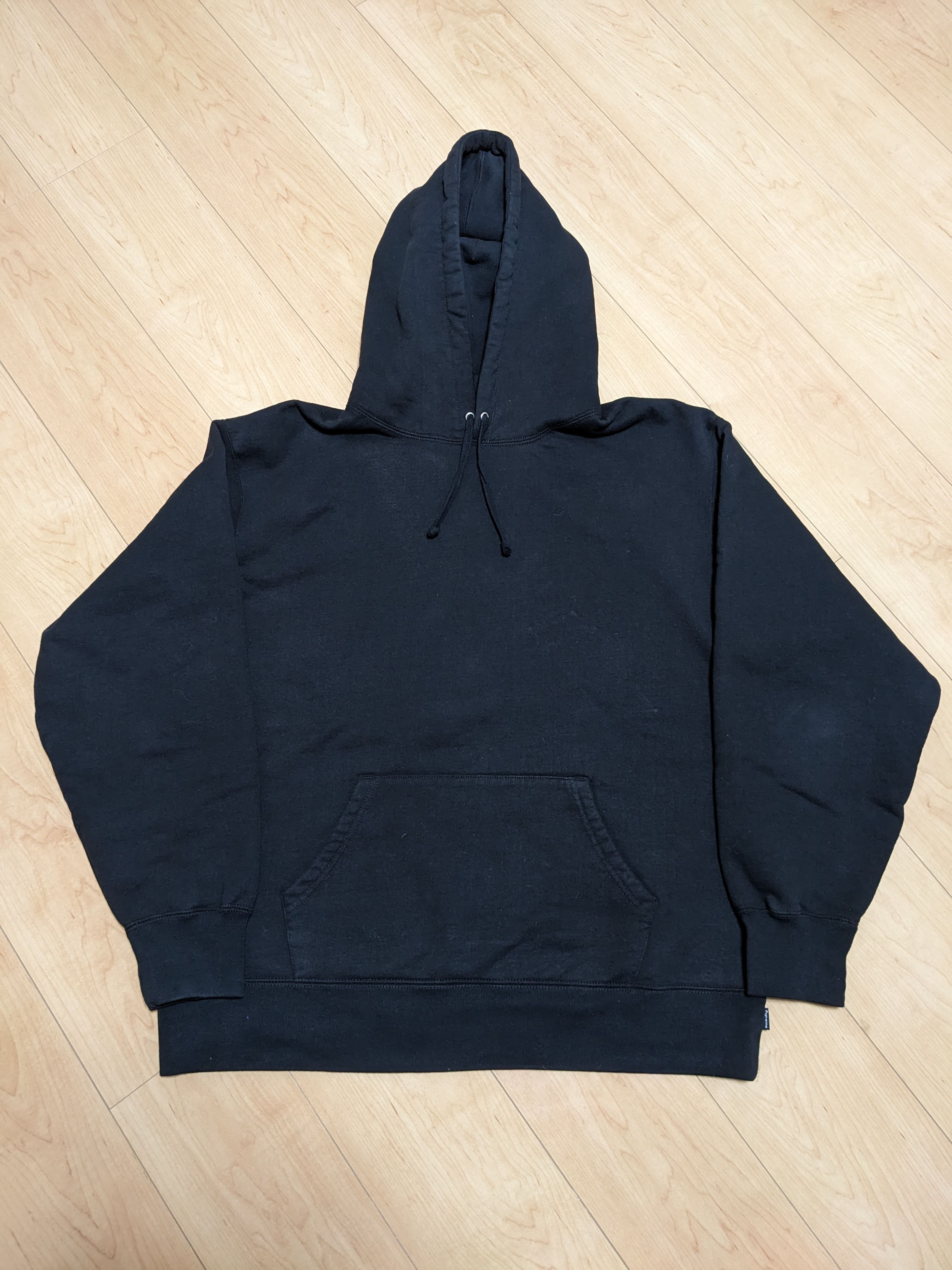 Supreme Satin Applique Hooded Sweatshirt "Black"