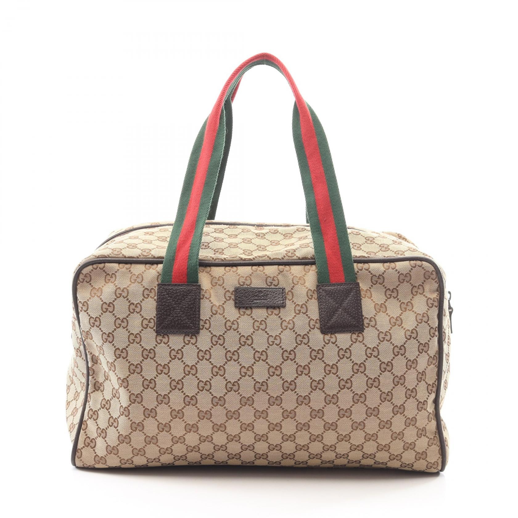 グッチ GUCCI GGキャンバス ボストンバッグ バッグ キャンバス レザー レディース ベージュ系 / ブラウン系 153240 【中古】