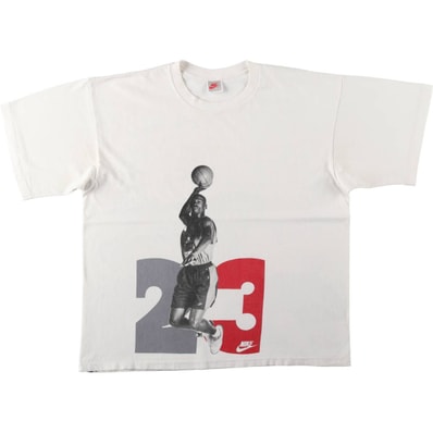 古着 90年代 ナイキ NIKE 銀タグ MICHAEL JORDAN マイケルジョーダン プリントTシャツ USA製 メンズL相当 ヴィンテージ/evb035370