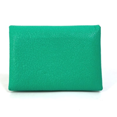 エルメス HERMES カルヴィデュオ 小銭入れ コインケース カードケース バイカラー カードケース シェーブル U刻 ミント/モーヴペール グリーン