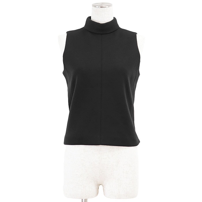 【未使用】 セリーヌ タートルネック ノースリーブ トップス トリオンフ ライニング ウール100% トップス レディース ブラック S CELINE