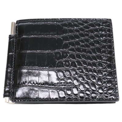 トムフォード 【新品同様】MONEY CLIP WALLET 型押しレザー マネークリップ ウォレット