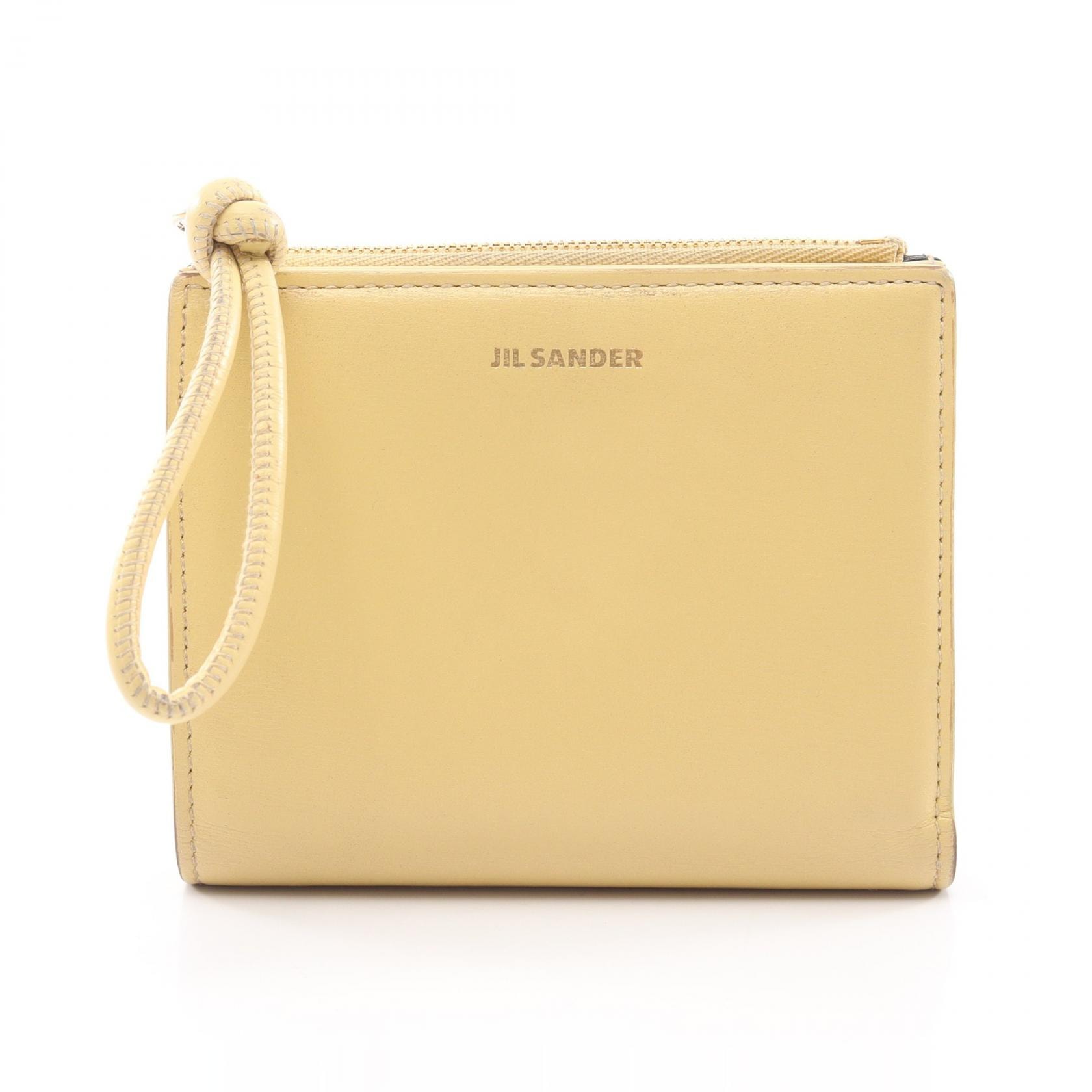ジルサンダー JIL SANDER Giro ミニフレンチウォレット 二つ折り財布 財布 レザー レディース イエロー系 J07UI0016 【中古】