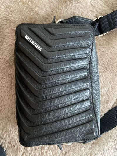 BALENCIAGA Car Flap Bag With Strap In Grained Calfskin "Black"