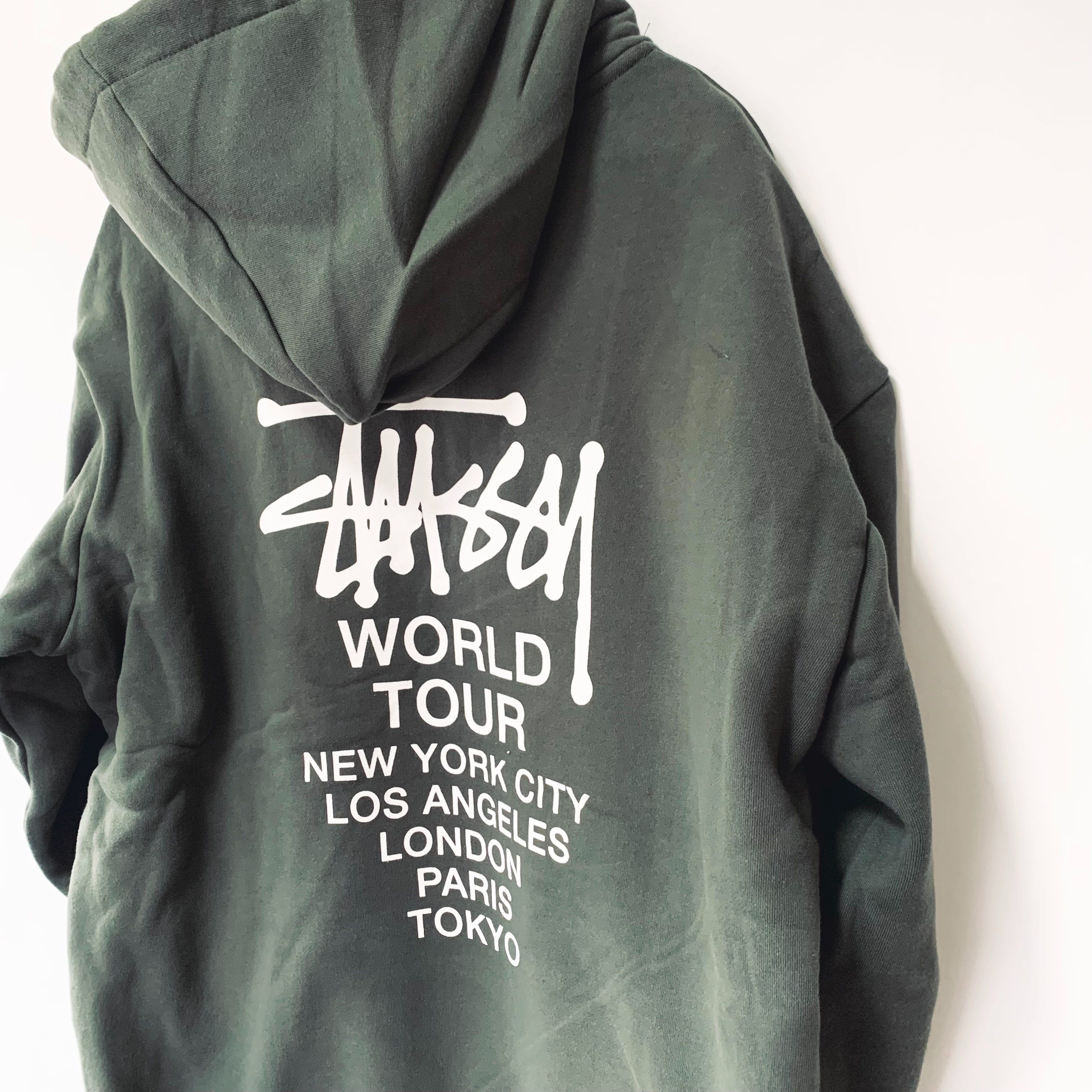 超希少 STUSSY ステューシー ワールドツアー パーカー XL カーキ