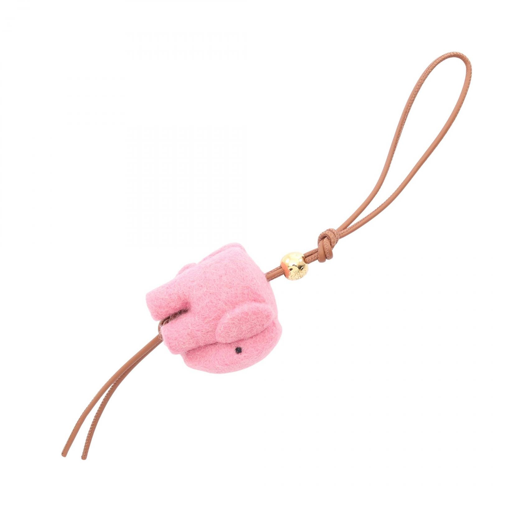 ロエベ LOEWE エレファント チャーム アクセサリー レザー フェルト レディース ピンク系 / ブラウン系 CA36232X323900 【新品】