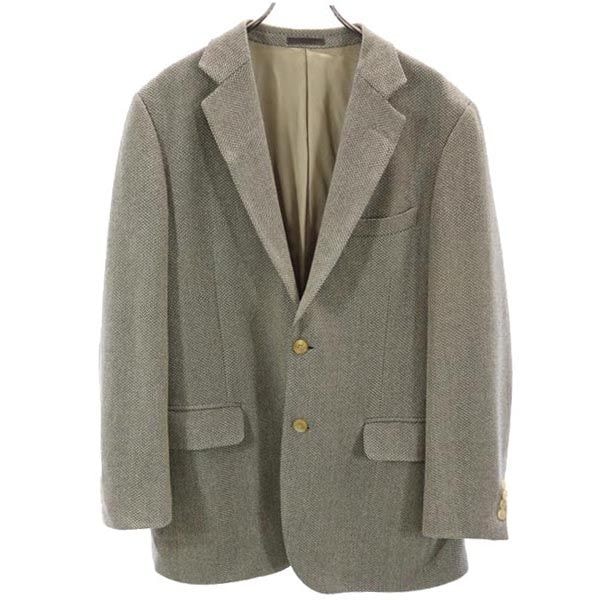 BURBERRY LONDON バーバリー ロンドン 三陽商会 カシミヤブレンド ヘリンボーン柄 テーラードジャケット AB7 グレー系 オールド