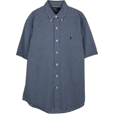 古着 ラルフローレン Ralph Lauren POLO by Ralph Lauren CUSTOM FIT ギンガムチェック 半袖 ボタンダウン チェックシャツ メンズM相当/eaa623658