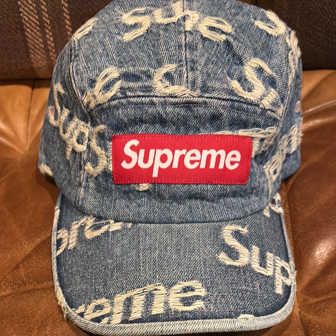 Supreme Frayed Logos Denim Camp Cap "Blue"