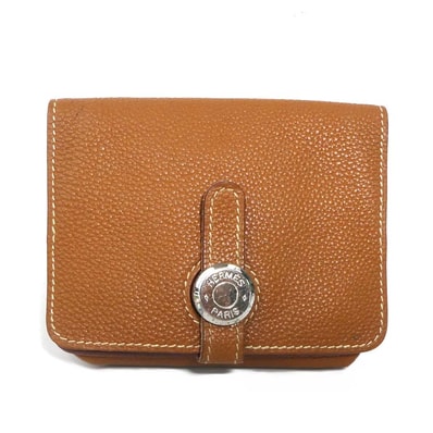 エルメス HERMES コインケース ドゴン レザー ブラウン シルバー ユニセックス【中古】 e60938g