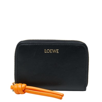 ロエベ コインケース 小銭入れ ブラック オレンジ レザー レディース LOEWE 【中古】
