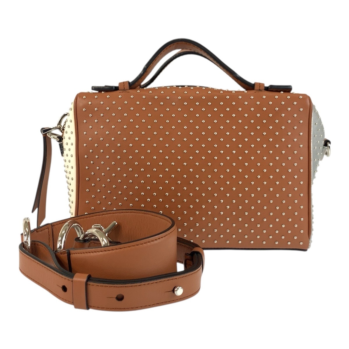 美品 TOD’S トッズ ゴンミーニ ブラウン ブラック シルバー金具 レザー ショルダーバッグ ハンドバッグ 2way 503252 【中古】